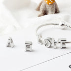 Youtun Jewelry New Bright Silver Alphabet Bracelet Beaded Silver Alloy Alphabet Beaded Beads
