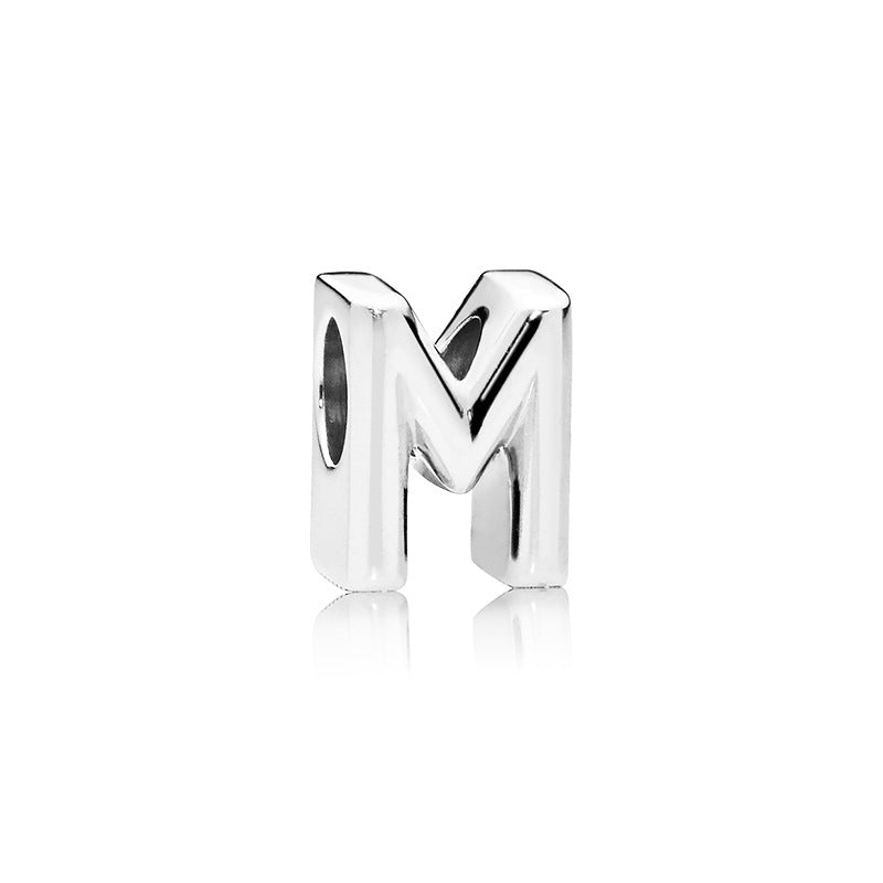 Youtun Jewelry New Bright Silver Alphabet Bracelet Beaded Silver Alloy Alphabet Beaded Beads