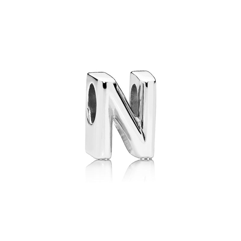 Youtun Jewelry New Bright Silver Alphabet Bracelet Beaded Silver Alloy Alphabet Beaded Beads