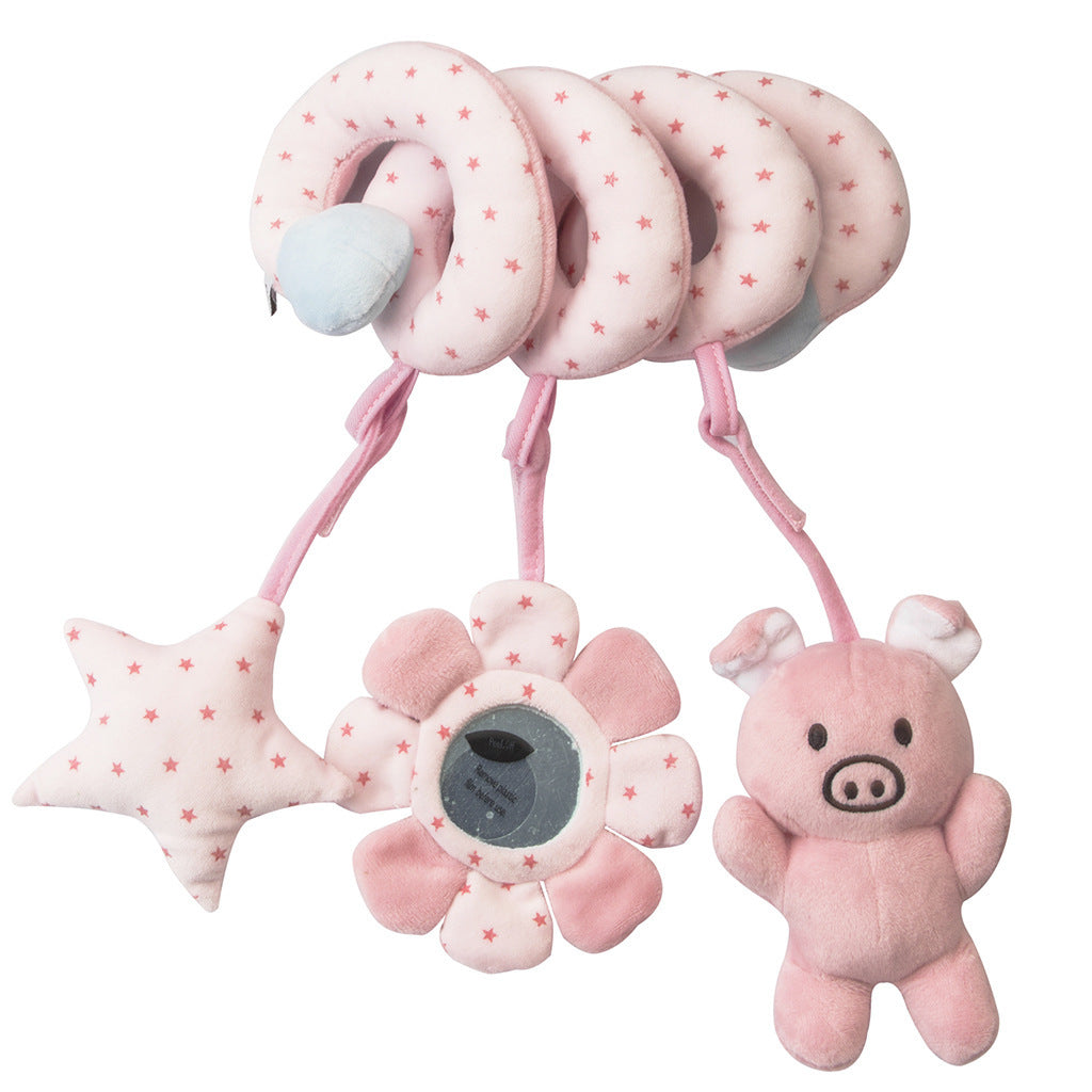 Plain color crib wrap for newborns, 0-1 year old, with hanging rattles, funhouse mirrors, baby comfort plush toys, wholesale, cross-border e-commerce.