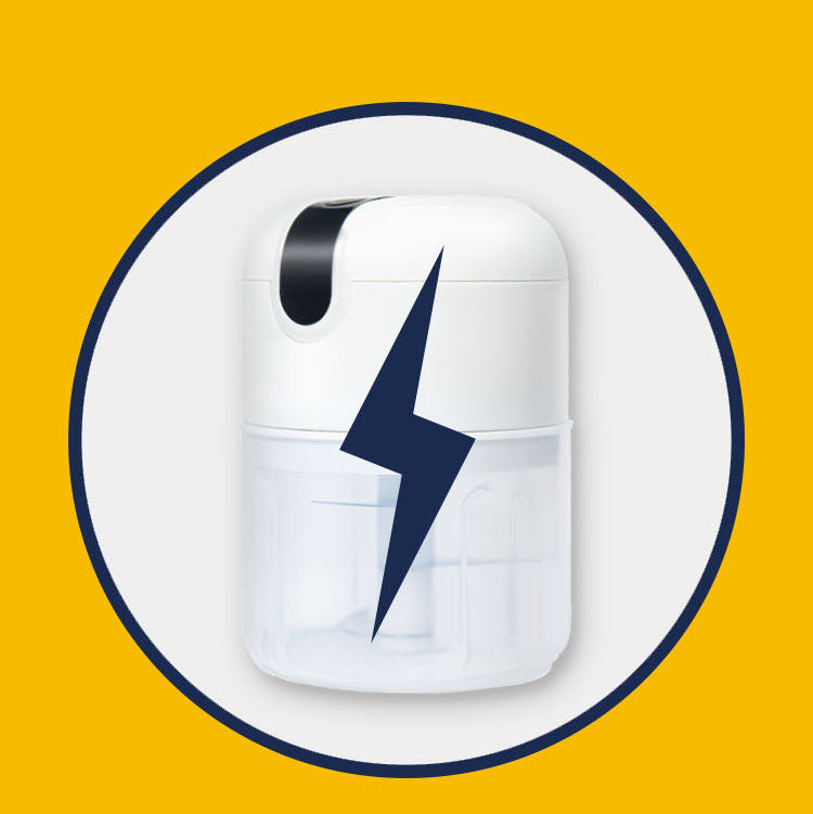 White electronic device with a blue lightning bolt on a yellow background.B charging text.