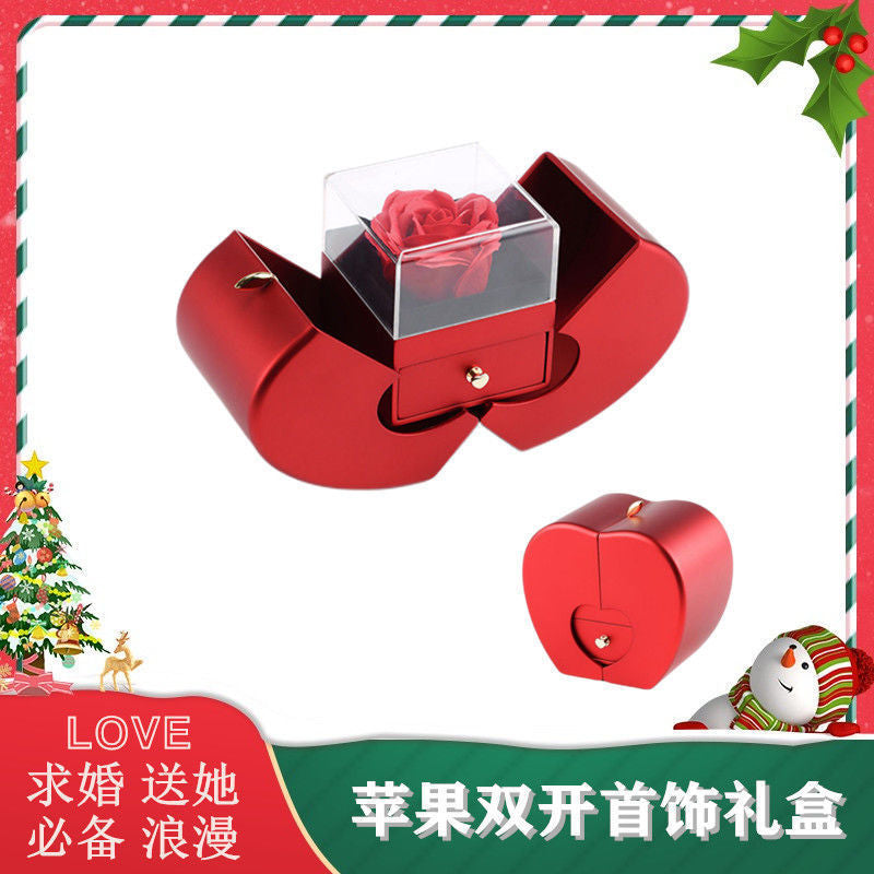 Best-selling new double-open preserved flower apple jewelry box Christmas gift box with gift Christmas necklace packaging