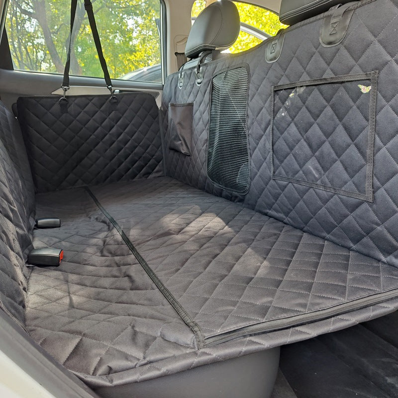 Rigid board support car pet mat for rear seats, fully enclosed, removable, washable, extended, heavy-duty dog car mat.