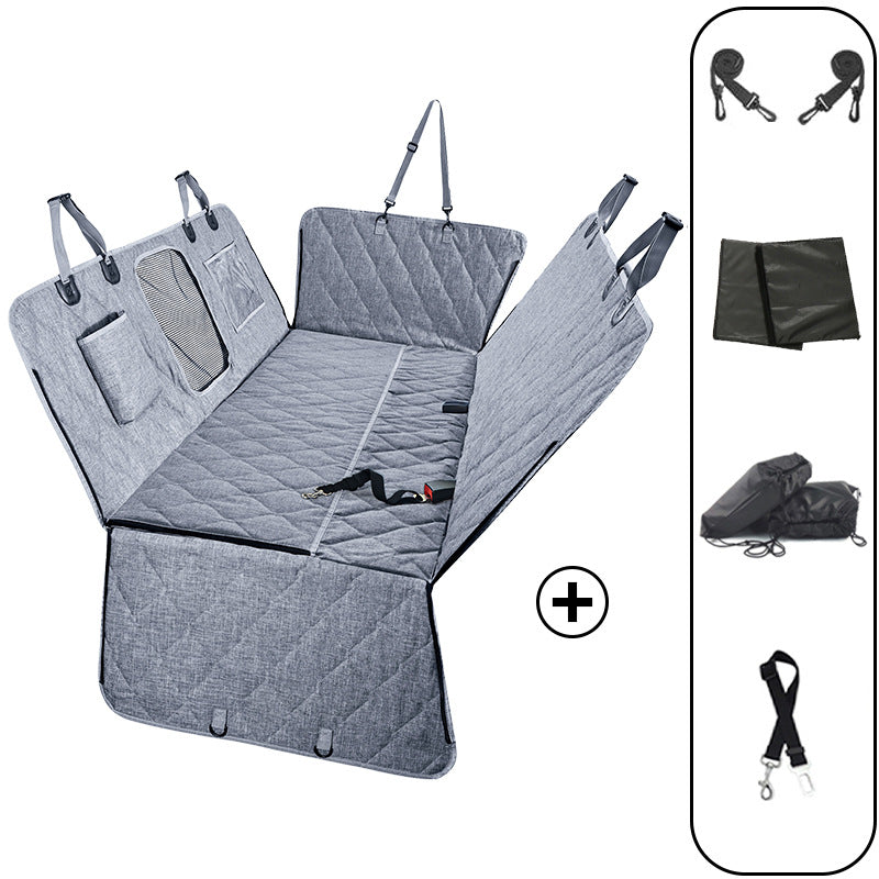 Rigid board support car pet mat for rear seats, fully enclosed, removable, washable, extended, heavy-duty dog car mat.