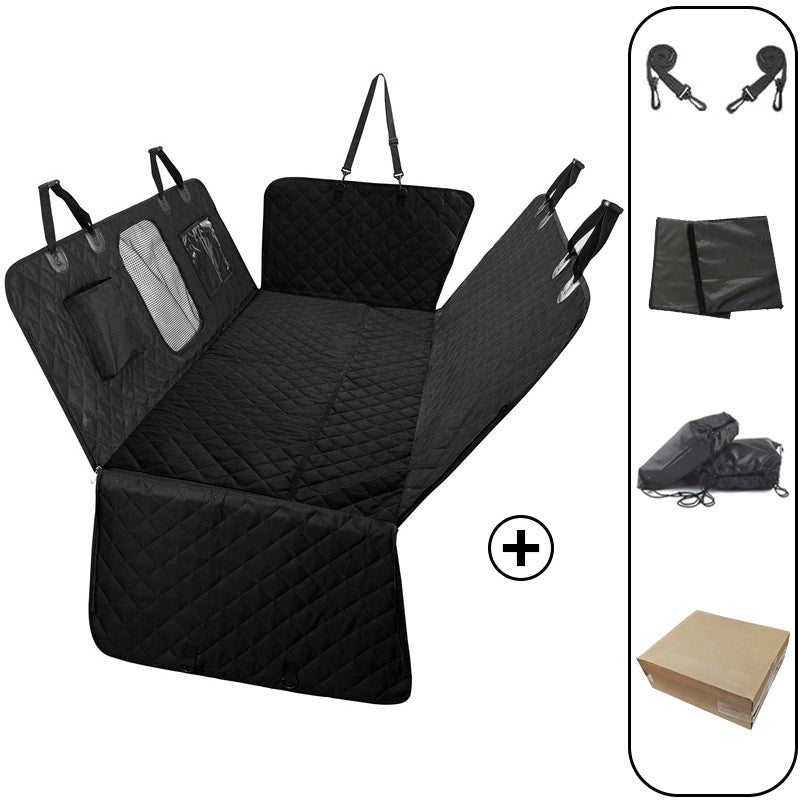 Rigid board support car pet mat for rear seats, fully enclosed, removable, washable, extended, heavy-duty dog car mat.