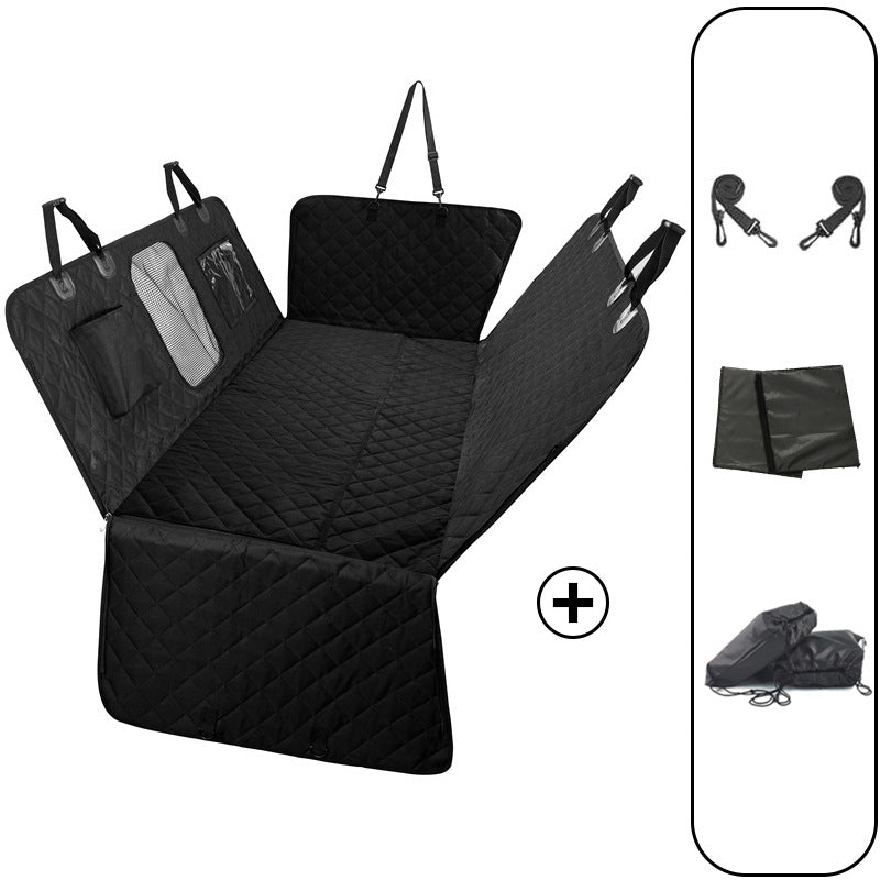 Rigid board support car pet mat for rear seats, fully enclosed, removable, washable, extended, heavy-duty dog car mat.