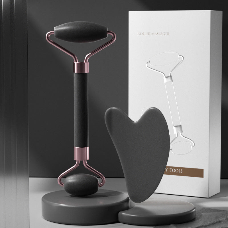 Rose Quartz Roller Massager Set Non-Jade Face Roller Massager Facial Beauty Shaving Double Head Massage Stick