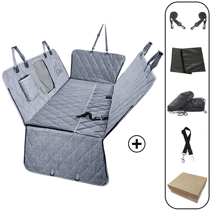 Rigid board support car pet mat for rear seats, fully enclosed, removable, washable, extended, heavy-duty dog car mat.