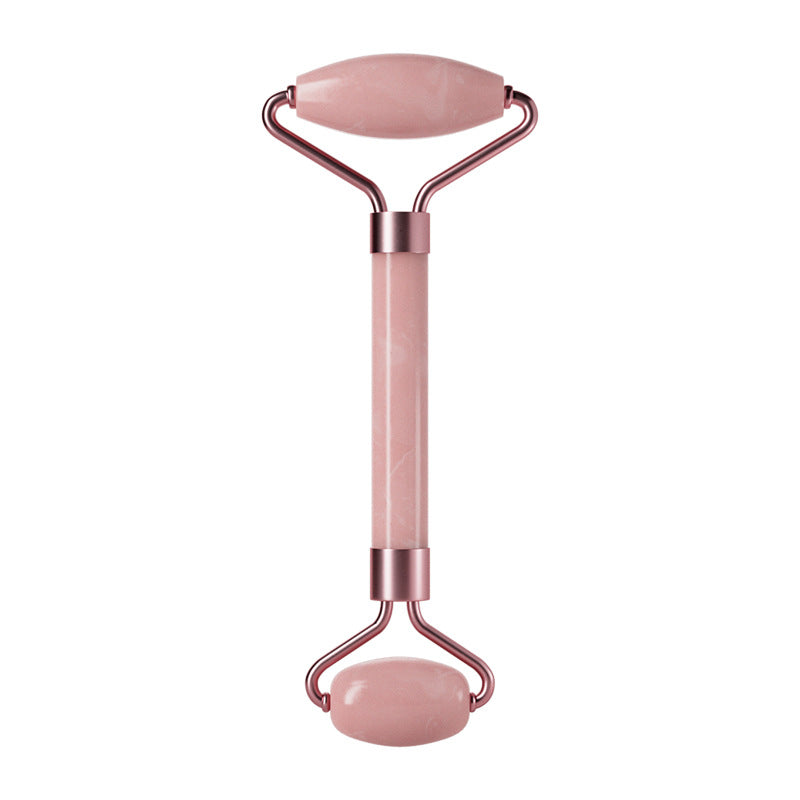 Rose Quartz Roller Massager Set Non-Jade Face Roller Massager Facial Beauty Shaving Double Head Massage Stick