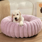 New pet bed high weight straight striped rabbit plush pet mat long hair round cat bed winter warm dog bed dog bed