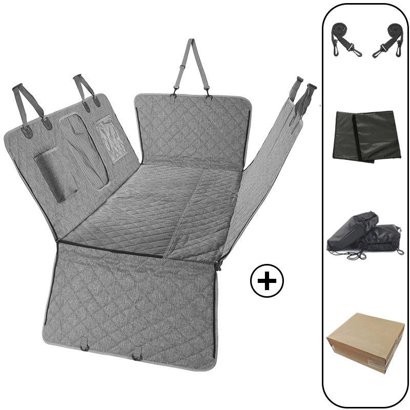 Rigid board support car pet mat for rear seats, fully enclosed, removable, washable, extended, heavy-duty dog car mat.