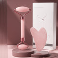 Rose Quartz Roller Massager Set Non-Jade Face Roller Massager Facial Beauty Shaving Double Head Massage Stick
