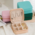 [Cross pattern] Zipper simple portable jewelry box Korean version ring earring storage box flip cover easy to carry small accessories