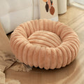 New pet bed high weight straight striped rabbit plush pet mat long hair round cat bed winter warm dog bed dog bed