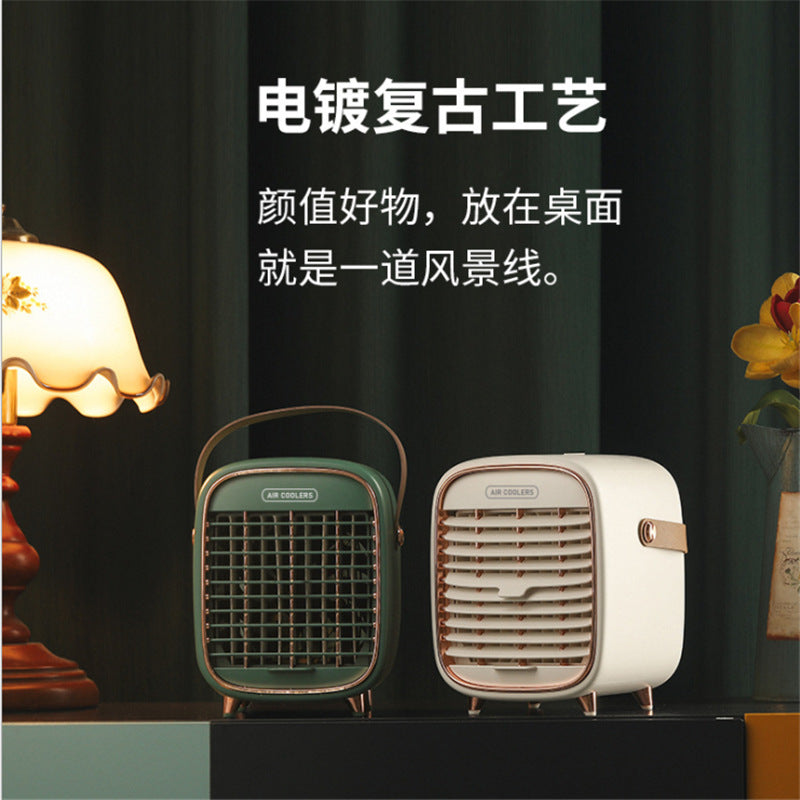 Amazon portable water-cooling fan mini mute humidification small fan desktop cooling fan