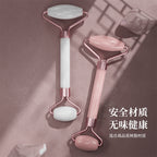 Rose Quartz Roller Massager Set Non-Jade Face Roller Massager Facial Beauty Shaving Double Head Massage Stick