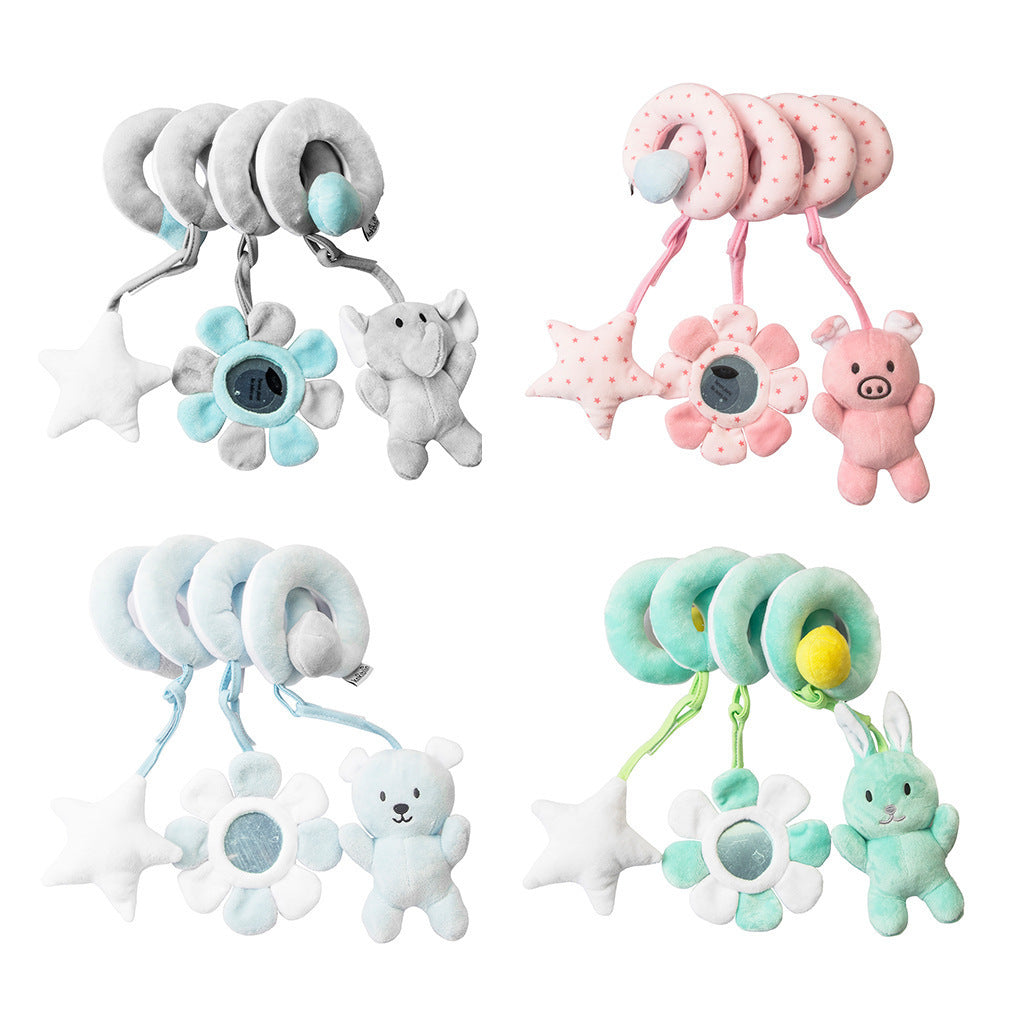 Plain color crib wrap for newborns, 0-1 year old, with hanging rattles, funhouse mirrors, baby comfort plush toys, wholesale, cross-border e-commerce.