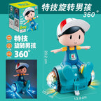 Electric rotating stunt big-headed boy balance bike toy with lights and music cartoon little girl doll manufacturer walking