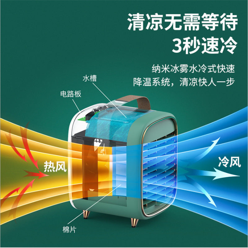 Amazon portable water-cooling fan mini mute humidification small fan desktop cooling fan