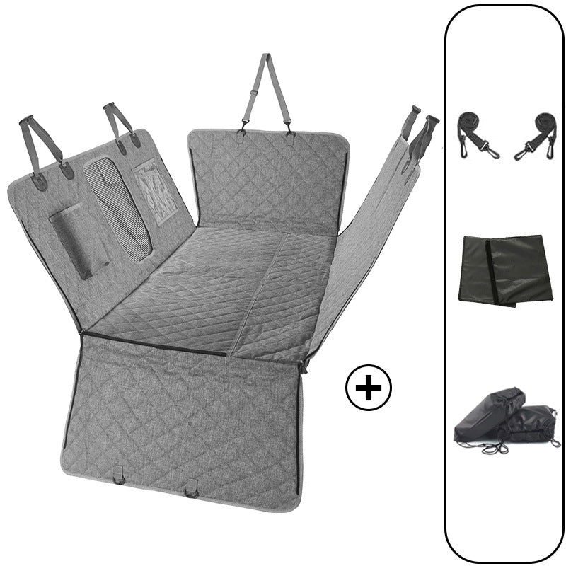 Rigid board support car pet mat for rear seats, fully enclosed, removable, washable, extended, heavy-duty dog car mat.