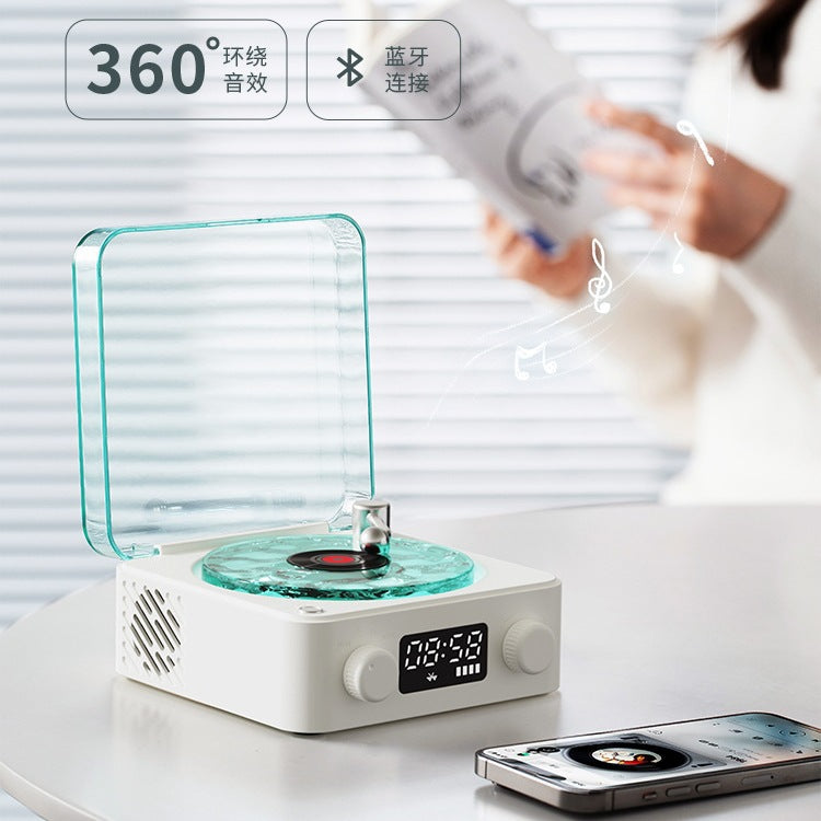 Retro listening to the sea vinyl wireless Bluetooth speaker alarm clock small record player high-quality female and male birthday gift audio